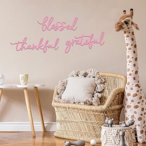 3 Pieces Thankful Grateful Blessed Letter Sign Metal Wall Decor - Image 4