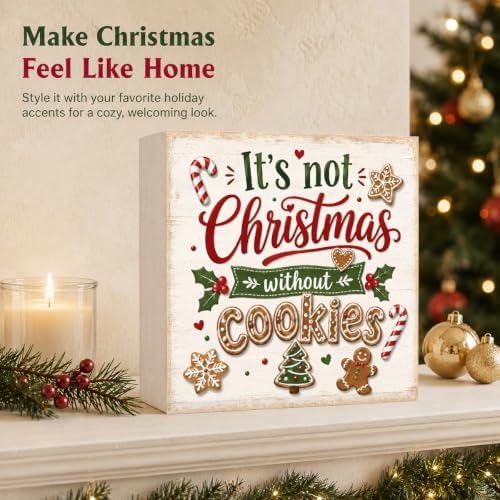 Christmas Decorations Wooden Box Sign It's Not Christmas Without Cookies - Image 5