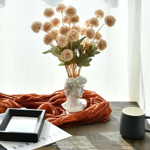 Mandy's 6 Stems Silk Beige Kiku Ball Flowers - Image 4