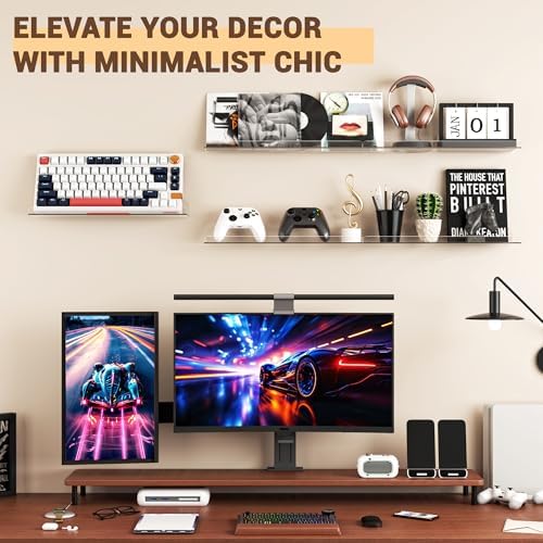 Qukaka 15" Clear Floating Shelves for Wall, 6 Pack Display Ledges - Image 5