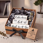 Marsui 4 Pcs Funny Bathroom Shelf Decor Calm Down and Let That Go Wood Sign - Image 6