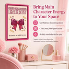 Pink Bow Aluminum Sign, Main Character Energy Decor, 8x12 Inch - Image 2