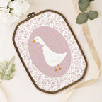 dvhdajed Coquette Pink Bow Goose Wall Art Decor, Preppy Goose Framed Canvas Art, Pink Nursery Wall Decor, Gooses Floral Octagon Wall Hanging Decor for Baby Nursery Bedroom Living Room, 10.2x7 Inch - Image 4