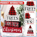 Marsui 4 Pcs Christmas Table Decor Wooden Christmas Trees Signs Block - Image 4