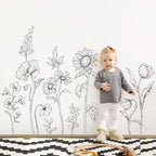 Large Black and White Flower Wall Decals, 3 Sheets Simple Modern Minimalist Sunflower Tulip Wall Stickers Floral Art Decor for Girls Bedroom Home Room Office Adult Gifts for Mom(11.8x35.4 in/Sheet) - Image 2