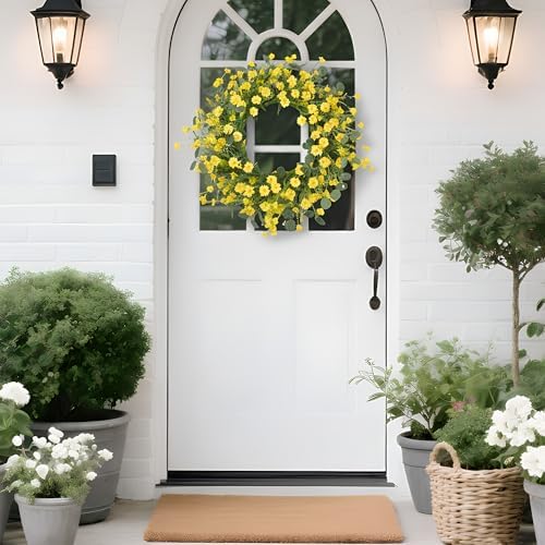 Pinkpum 22" Daisy Eucalyptus Wreath for Front Door, Artificial Spring Summer Floral Wreath for Front Door, Home Farmhouse Wedding Wall Window Decor - Image 7