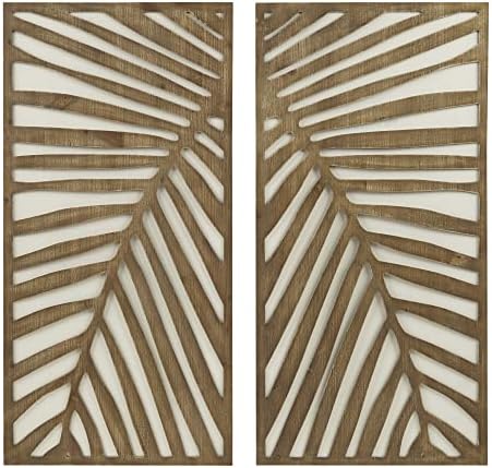 Madison Park Wall Décor for Living Room - Birch Palms Botanical Two-Tone, Home Accent Modern Kitchen Dining Decoration, Ready to Hang 2-Piece Wood Panel Set for Bedroom, 16"W x 32"H, Dark Palm by MADISONPARK