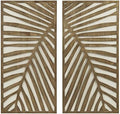 Madison Park Wall Décor for Living Room - Birch Palms Botanical Two-Tone, Home Accent Modern Kitchen Dining Decoration, Ready to Hang 2-Piece Wood Panel Set for Bedroom, 16"W x 32"H, Dark Palm by MADISONPARK