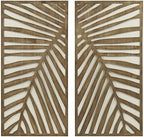 Madison Park Wall Décor for Living Room - Birch Palms Botanical Two-Tone, Home Accent Modern Kitchen Dining Decoration, Ready to Hang 2-Piece Wood Panel Set for Bedroom, 16"W x 32"H, Dark Palm by MADISONPARK