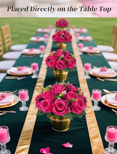 BLOSMON Pink Roses Artificial Flowers: 6 Pcs Fake Flower Balls Table Decor - Image 2
