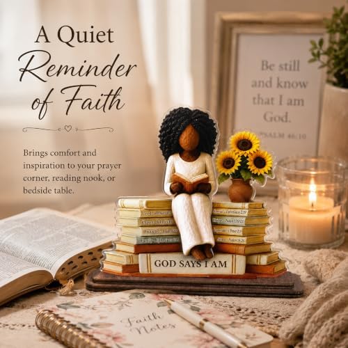 African American Christian Gifts for Women, God Says I Am Girls Desk Plaque - Image 3