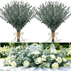 100 Pcs Eucalyptus Stems Artificial Eucalyptus Leaves Stems,Fake Eucalyptus Plants Real Touch Faux Eucalyptus Garland for Office Flowers Bouquet,Table Centerpieces,Wedding,Garden Decoration,Home Decor by %E3%80%90Qutciiv%E3%80%91