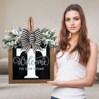 Ultra Large 14'' Last Name All Year Round Front Door Wreath with 26 Initial Letter Welcome Sign All Seasons Eucalyptus Garland and Bow Wreaths for Front Door Porch Farmhouse Decoration (T) by Unknown