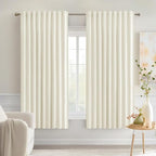 MIULEE Cream Back Tab Blackout Curtains 52x63 Inches Long 2 Panels Set | Rod by MIULEE