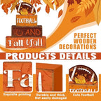 4 Pcs Fall Football Table Decor Football Wooden Blocks Signs with Sayings - Image 3