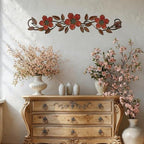 Wesiti Metal Flower Wall Art Decor Vintage Wrought Scroll, Red - Image 3
