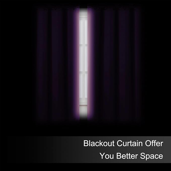 Blackout Curtains 66 x 54 Inch Long Lavender Curtains Set of 2 Panels Room - Image 3