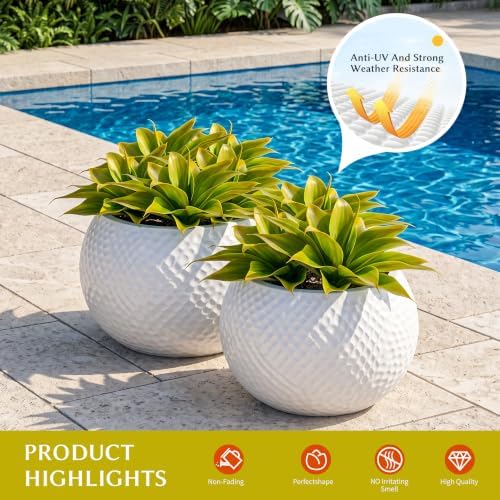 Artificial Agave Faux Agave 12.2In Fake Greenery Outdoor Artificial Plant Fake Plant for Indoor Home Decoration Plastic Plant Outdoor Decor Front Porch Decor Simulation Plants(Yellow,2Pack) - Image 5