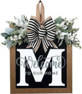 Last Name Porch Decor, Welcome Sign, 26 Letter Wreaths for Front Door, Spring & All Seasons Monogram (M) by ELEFOCUS