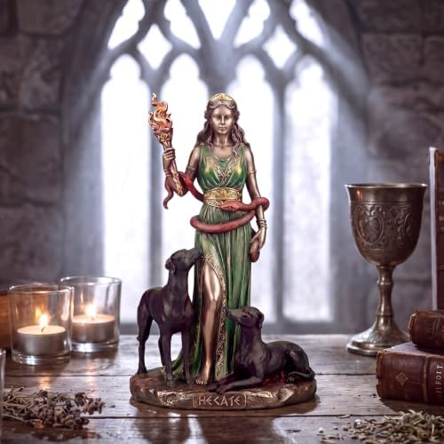 RattanView Hecate Statue, Greek Goddess with Hounds, Resin Statue - Image 4