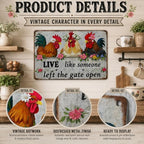 Funny Chicken Metal Signs Vintage Rooster Farmhouse Decor for Kitchen Chicken Coop Lovers Rustic Country Wall Art Sign Gift Live Like Someone Left The Gate Open Tin Sign 12x16 Inch - Image 3