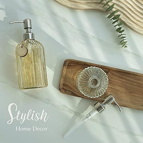 JASAI 2PACK 18 Oz Glass Soap Dispenser with Rust Proof Stainless Steel Pump - Image 5