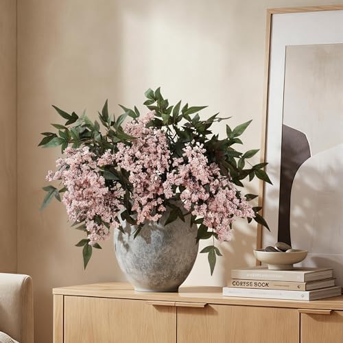Fake Flowers 3 Pcs 35 Inch Greenery Stems Branches for Vase Floral Stems Realistic Sedum Spray for Home Decor Table Office Wedding Bedroom Party DIY Floral Arrangements Farmhouse Mantel - Image 5