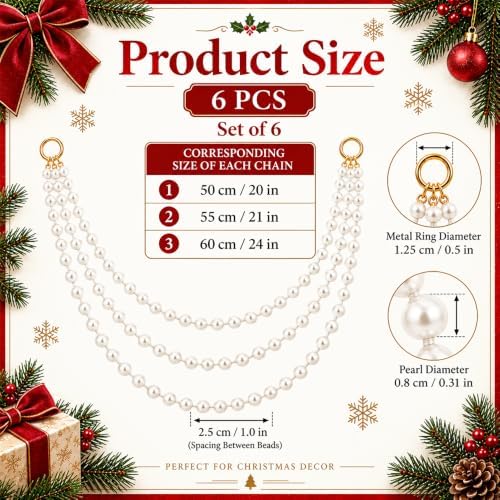 DIYDEC 6Pack Christmas Preal Garland 20in Tree Topper Ornament Decor - Image 3