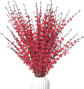 10Pcs Red 29.5" Artificial Jasmine Flowers for Christmas DIY Wreath Decor by Wolpark