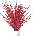 10Pcs Red 29.5" Artificial Jasmine Flowers for Christmas DIY Wreath Decor by Wolpark