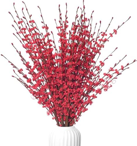 10Pcs Red 29.5" Artificial Jasmine Flowers for Christmas DIY Wreath Decor by Wolpark