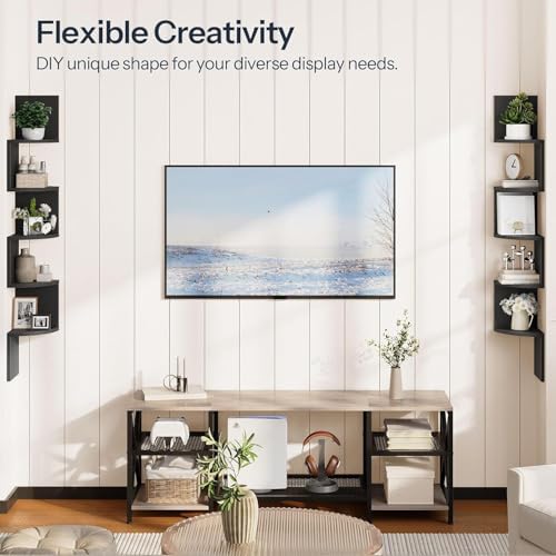HOOBRO Corner Shelf Wall-Mounted, Set of 2 Floating Corner Shelves for Wall - Image 3