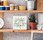SRADMO Inspirational Botanical Eucalyptus Leaves Wood Box Sign Desk Decor, Green Rustic Eucalyptus Leaves Wooden Block Box Sign Decor for Home Office Shelf Table Decorative Accessories - Image 4