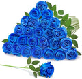 22 Pcs Artificial Blue Roses with Stems - Velvet Faux Flowers Bulk for Wedding Home Decor (Blue) by Mandarooker