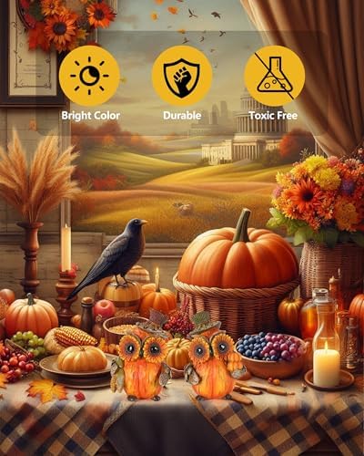 GoGnome 2-Pack Resin Thanksgiving Owl Figurine 4.7'' - Thanksgiving Table Decor Haverst Pumpkins Corns Decorations Indoor Autumn Centerpieces Favors Gifts for Women All Ages (Owls) - Image 2