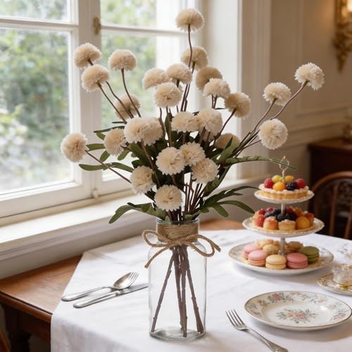 6PCS Mums Artificial Flowers with Vase - Small Silk Fake Flowers Suitable for Vase Bedroom Dining Room Living Rooms Decor Home Table Decor - Image 6