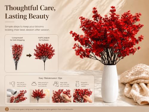 Mandy's 6 Bundles Artificial Red Baby’s Breath Flowers - Image 6