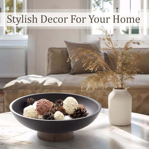 LIN CHUAN Modern Resin Pedestal Bowl, Large Fruit Bowl for Kitchen Counter, Catch All bowl for Entryway Table, Dark Brown - Image 4