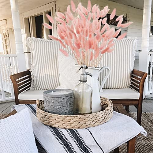 Uieke 17’’ Natural Bunny Tails Dried Flowers, 240 Pcs Dried Lagurus Ovatus, Dried Pink Pampas Grass Decor for Farmhouse Flower Arrangements Wedding Home Party Decorations - Image 4
