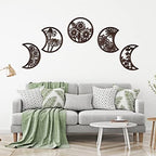 Jetec 5 Pcs Moon Phases Wall Art Decor, Wooden, Brown, 10.6 Inch, Flower - Image 5