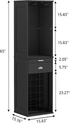 Loomie Wine Bar Cabinet with LED Lights, Freestanding Liquor Cabinet with Tray - Image 2