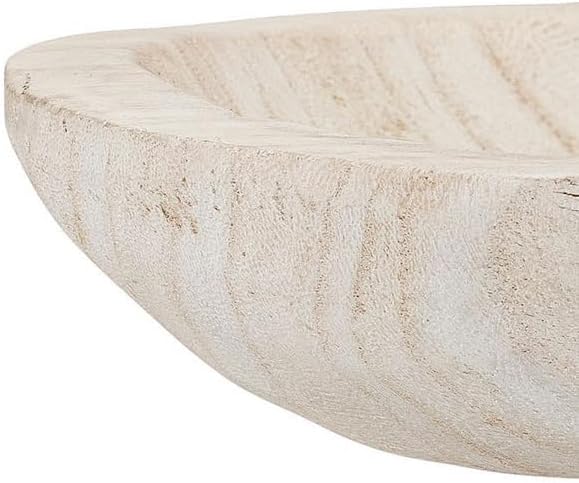 Bloomingville Hand-Carved Paulownia Wood Bowl with Whitewashed Finish - Image 6