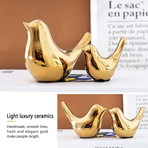 Notakia Small Birds Statues Home Decor Modern Style Decorative Ornaments for Living Room, Bedroom, Office Desktop, Cabinets (4Pcs Gold Birds) - Image 4