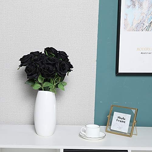 10pcs Black Roses Artificial Flowers, Realistic Faux Rose with Long Stem - Image 5