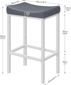 HOOBRO Bar Stools, 24.8 Inches, 2.4" Thick Upholstery - Image 3