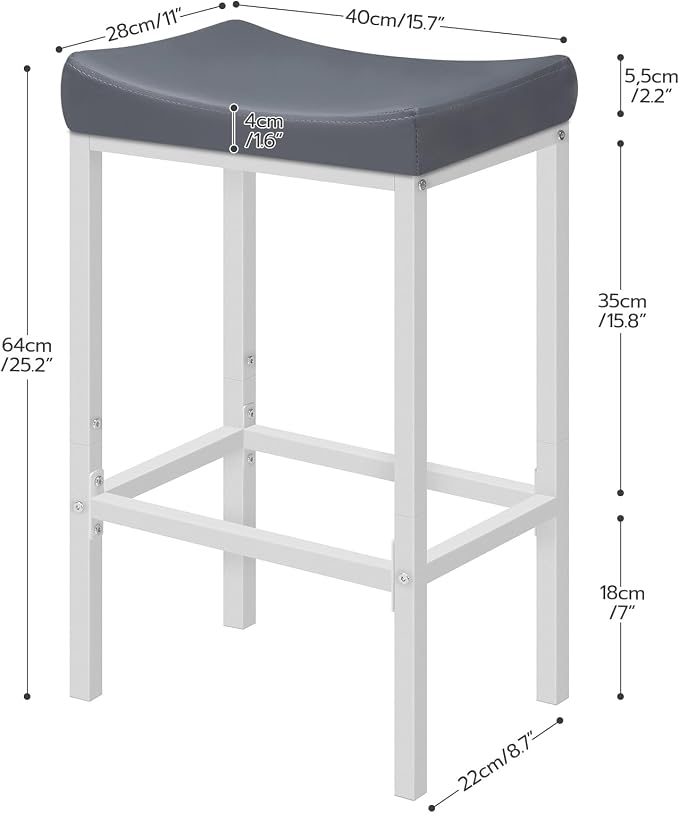 HOOBRO Bar Stools, 24.8 Inches, 2.4" Thick Upholstery - Image 3