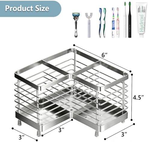 Toothbrush Holders for Bathrooms, Stainless Steel Toothpaste Organizer - Image 2