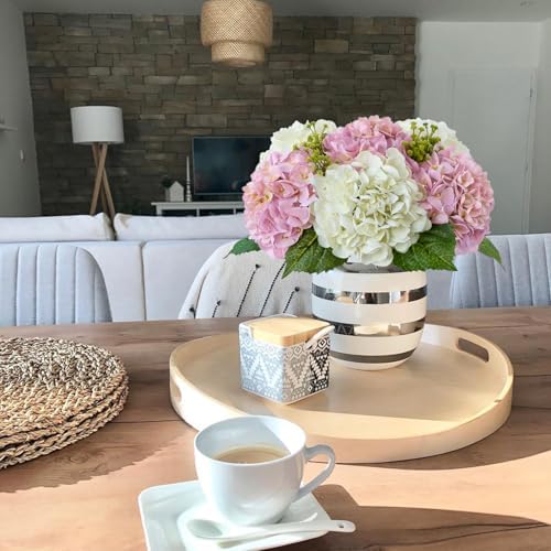 JINWOE Light Pink Real Touch Artificial Hydrangeas, 4PCS 21" Latex Lifelike Hydrangea Artificial Flowers for Decoration, Faux Vintage Silk Fake Flowers for Centerpieces Tables Party Outdoor Home - Image 5