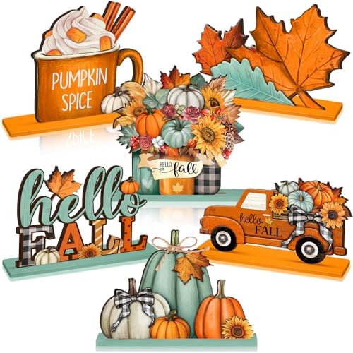 Yousoontic 6 Pcs Fall Thanksgiving Table Decor, Classic, Orange and Blue by Yousoontic