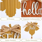 Valery Madelyn Fall Decorations for Home, Fall Wall Decor with Pumpkin and Maple Leaf, Rustic Farmhouse Fall Wreaths, Wooden Pumpkin Decor for Thanksgiving Autumn, 21 inch - Image 6